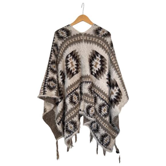 Nostalgia Women's Southwest Sweater Knit Wrap w/ Fringe Hem One Size Multi NWOT - Picture 5 of 8